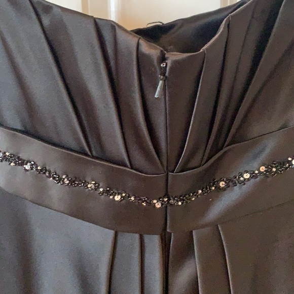 NWT Bill Levkoff Black Curo Satin Bubble Strapless Dress beads & sequins waist 8 - Picture 10 of 15